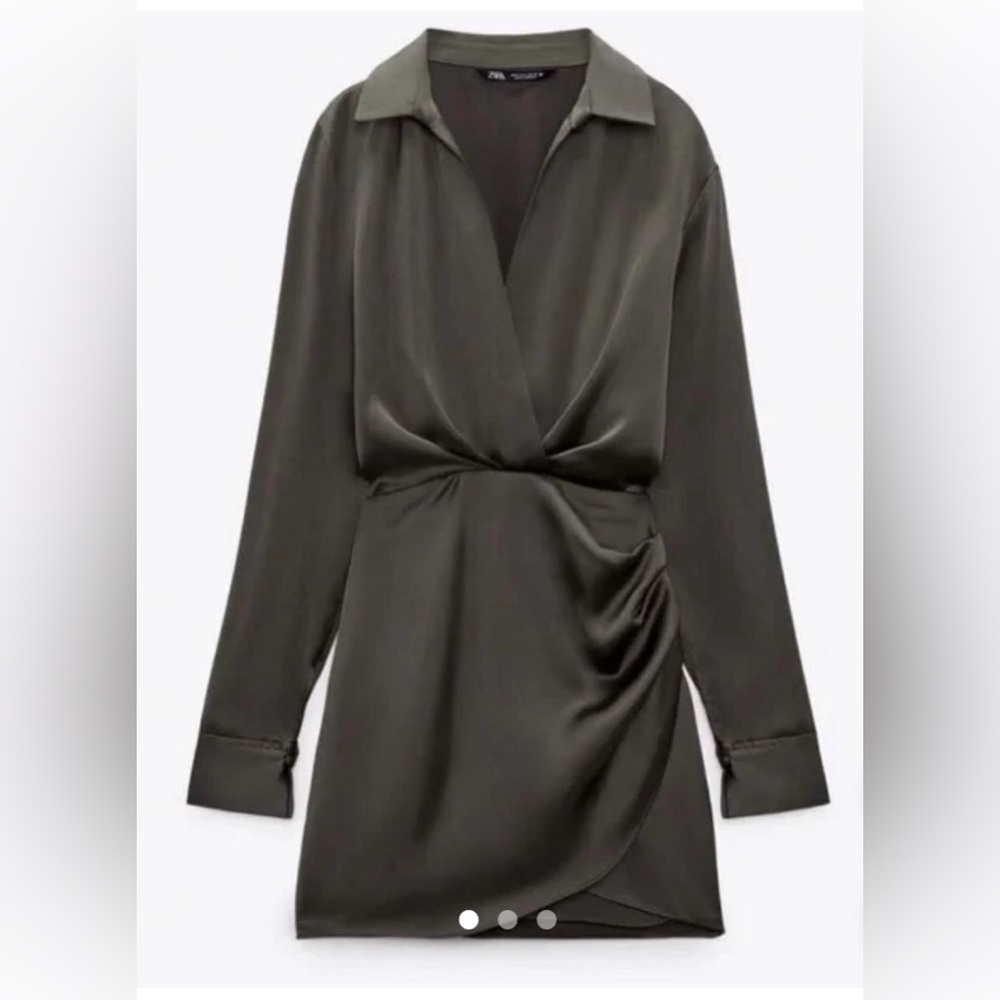 Zara Dark Green Satin Mini Dress